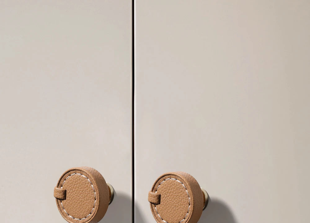 Modern minimalist wardrobe door handle drawer cabinet handmade leather small handle cabinet single hole gold handle set