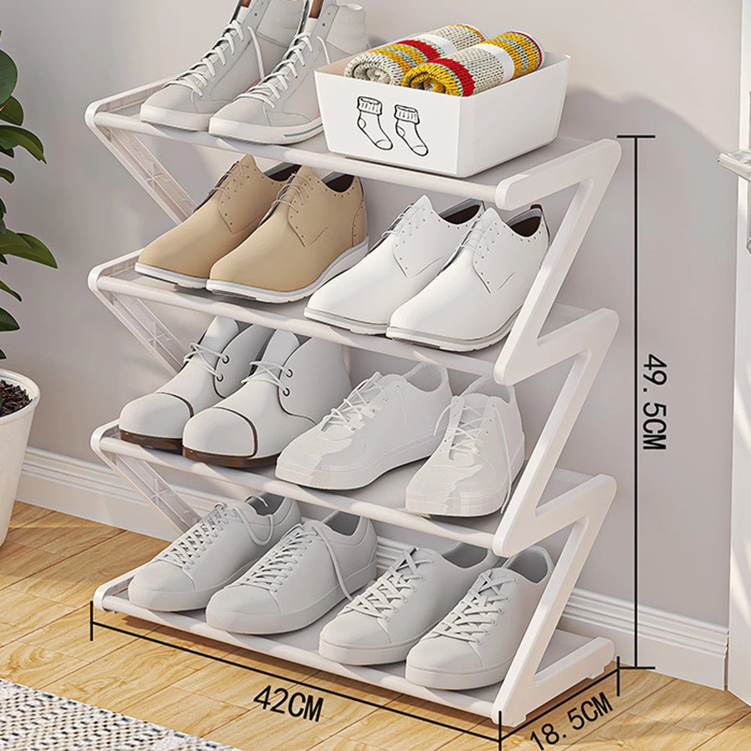 Shoe Rack Organizer Space Saving Shoes Organizer Free Standing Z-shaped Rack Multi-layer Assembly Storage for Home Dormitory