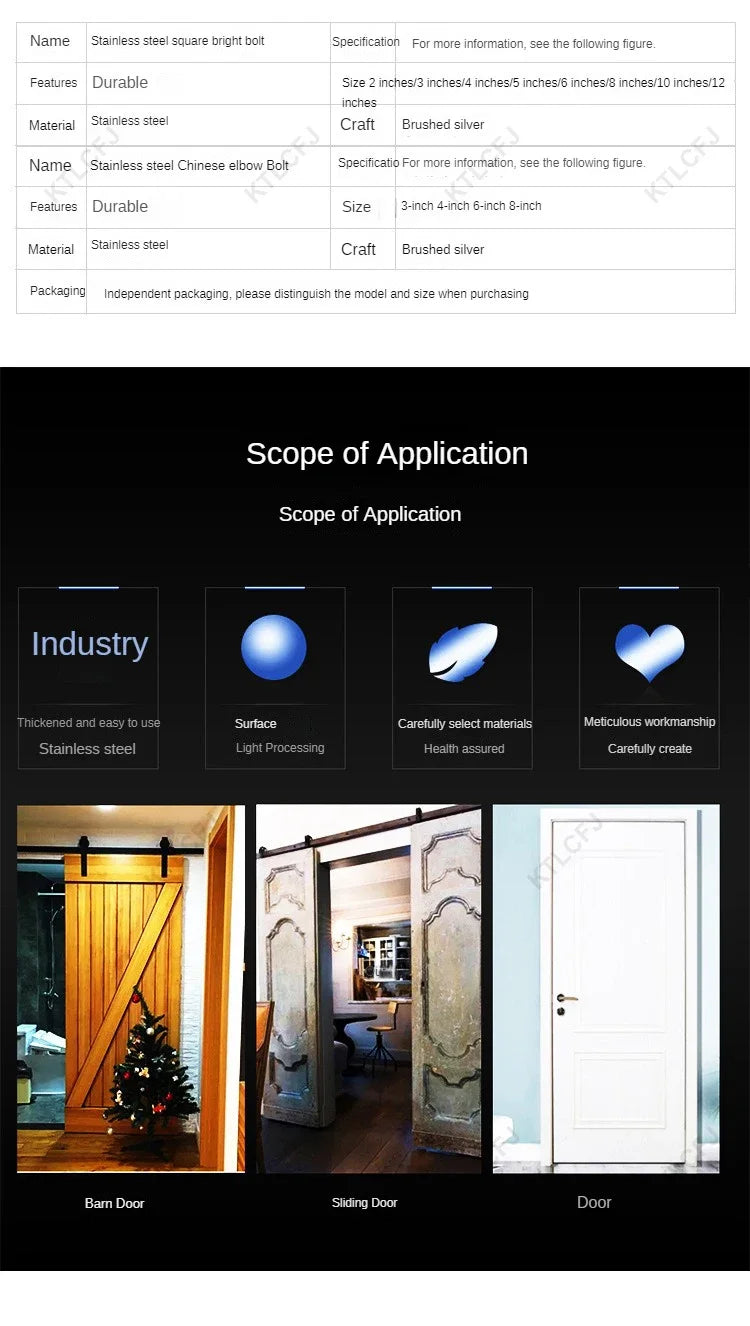 Door Security Slide Latch Lock Stainless Steel Bolt With Solid Heavy Duty Brushed Finish Door Latch Sliding Lock