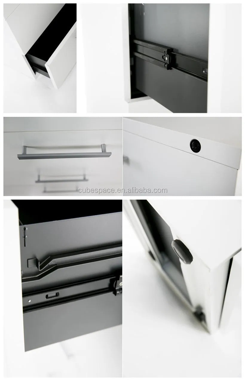 Modern 2 Tier 2 Drawer Steel Black Lateral File Cabinet With Handle With Fire And Moisture-proof For Home Office Furniture
