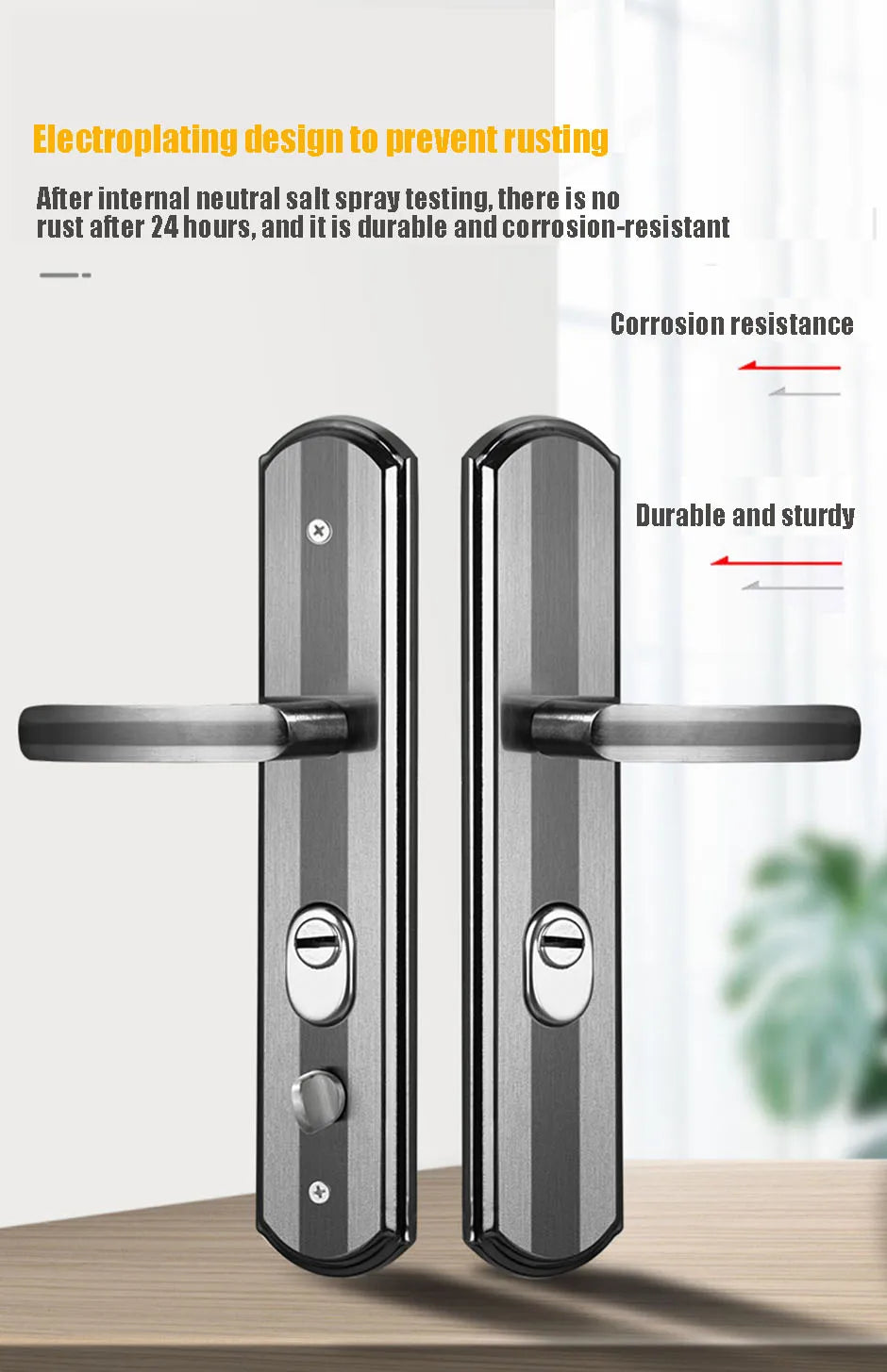 Solid Handle For Anti-theft Door Durable Non Rusting  Thickened Material Household Door Room Bedroom Universal Handle