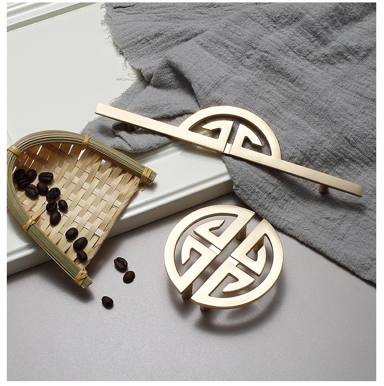 New Chinese Wardrobe Door Handle Golden Cabinet Door Pulls Drawer Shoe Wine Cabinet Handles Long Opposite Furniture Hardware
