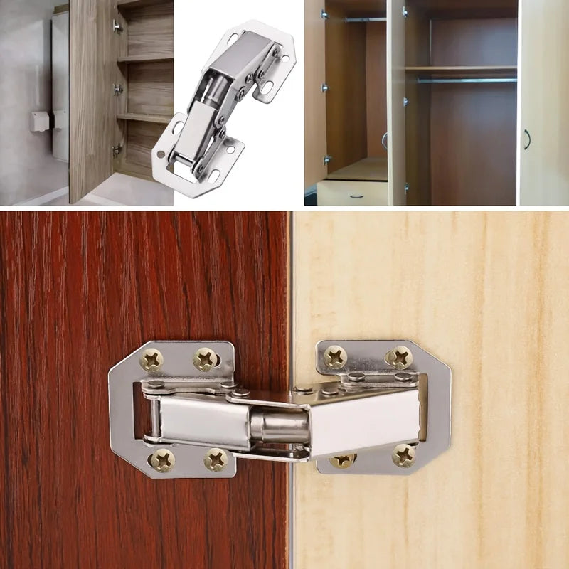4/6PCS 90 Degree Steel Cabinet Hinges No-Drilling HoleHydraulic Buffer Hinge Kitchen Cabinet Cupboard Hinges Furniture Hardware