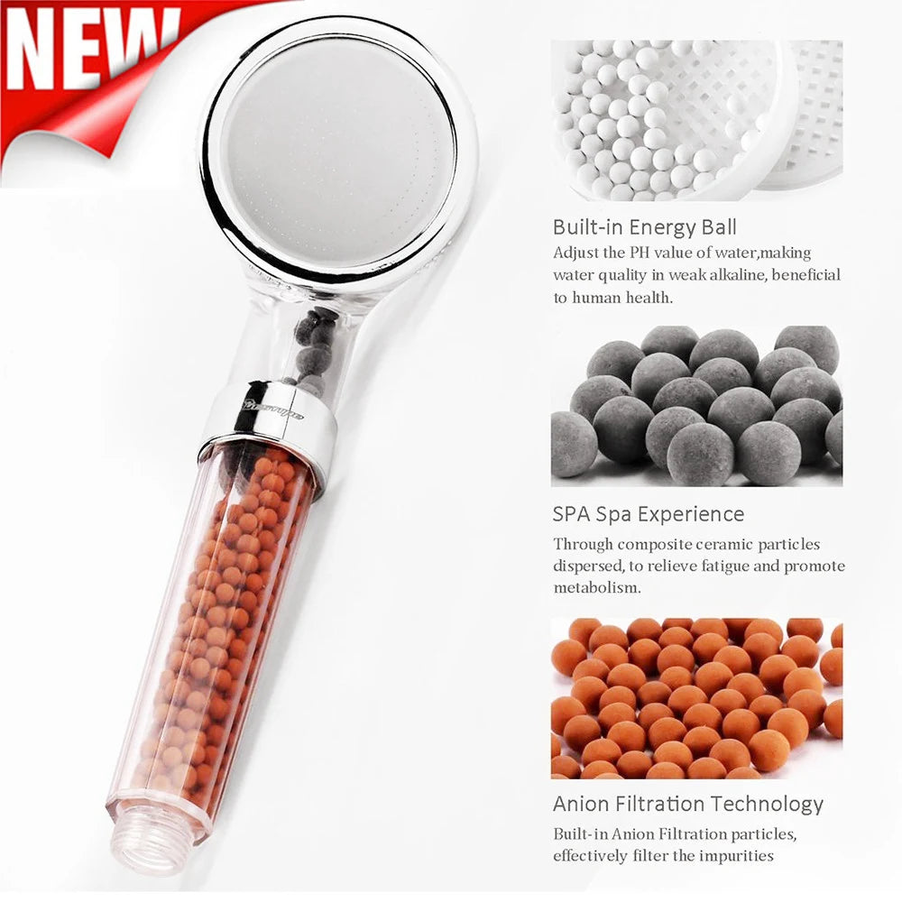 Bathroom Water Therapy Shower Negative Ion SPA Shower Head Water Saving Rainfall Shower Filter Head High Pressure Bath Spray