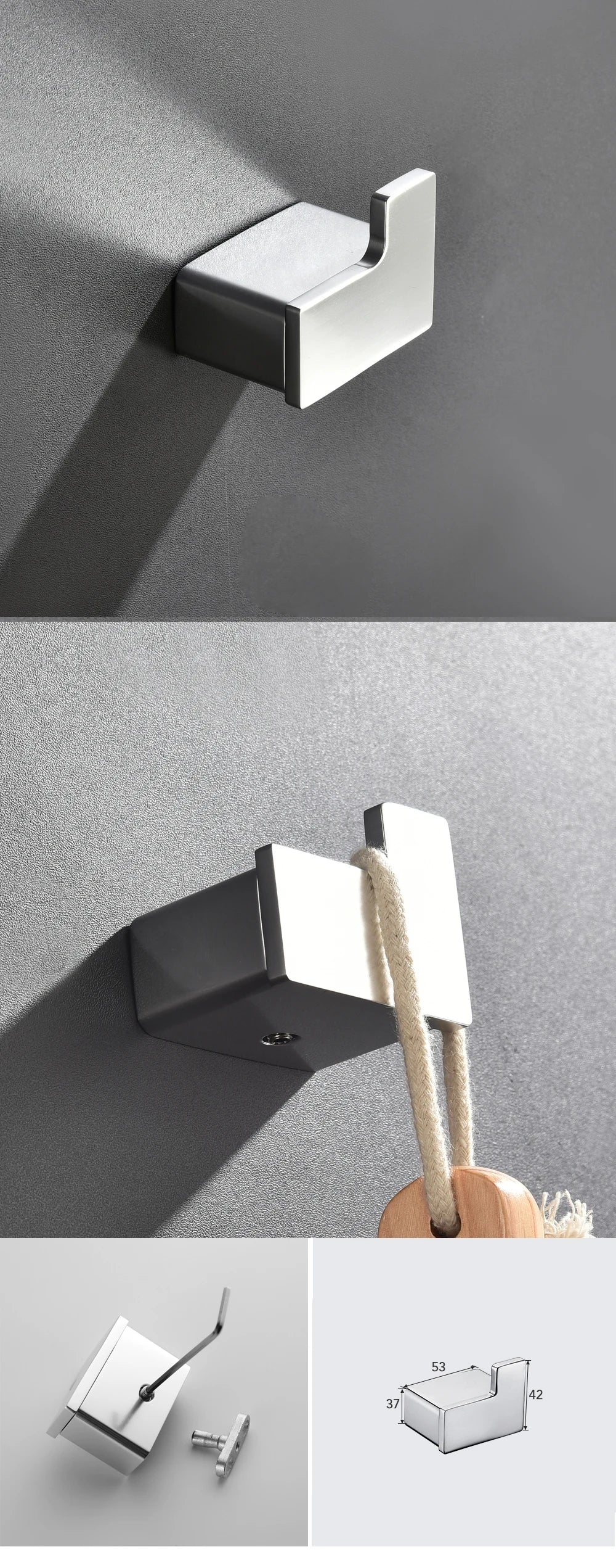 Aluminum Bathroom Accessories Sets Roll Paper Holder Toilet Brush Holder Ceramic Holder Towel Bar Towel Holder Robe Hook Anodize