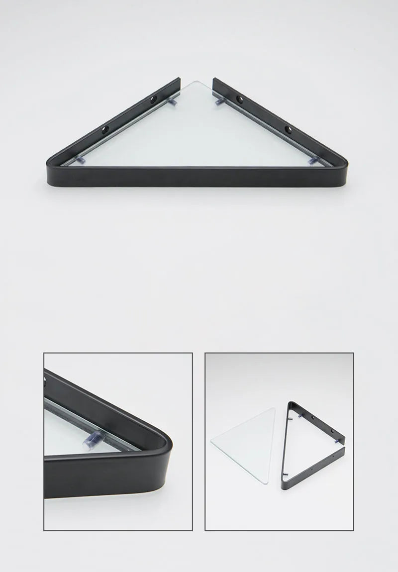 Black Bathroom Corner Rack 25-45cm Wall-mounted Bathroom Shower Rack Aluminum Toilet Storage Rack Glass Bathroom Shelf