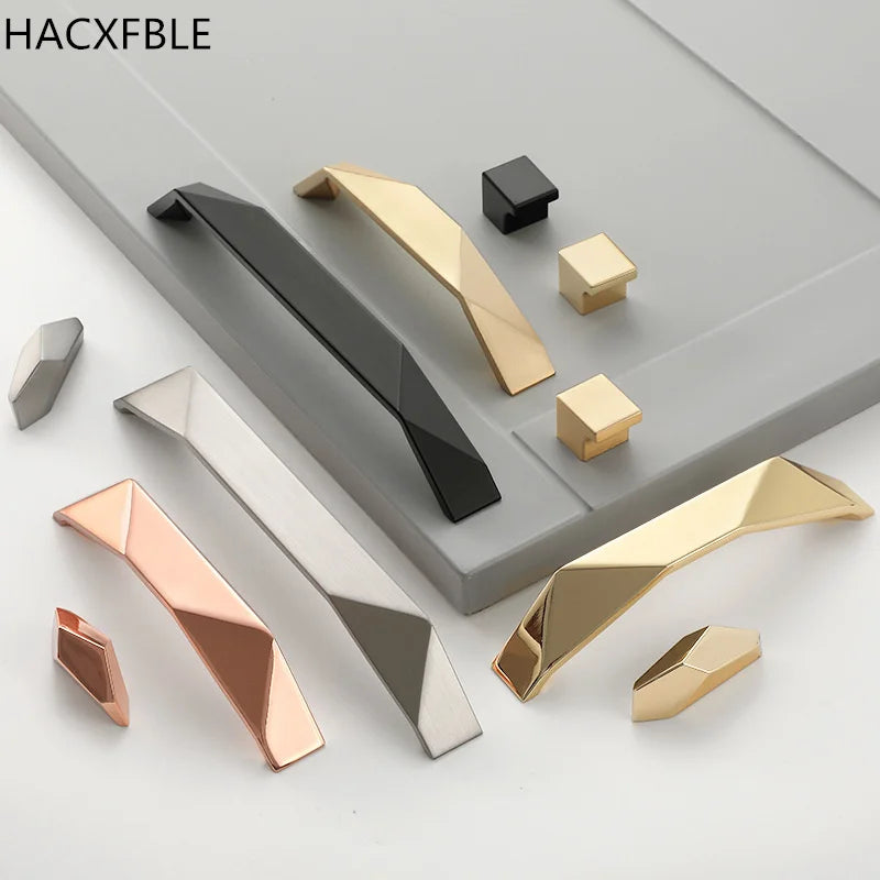 Modern Simple Geometric Design Golden Cabinet Handles Gray Drawer Knobs Kitchen Cupboard Door Handles Furniture Handles Hardware