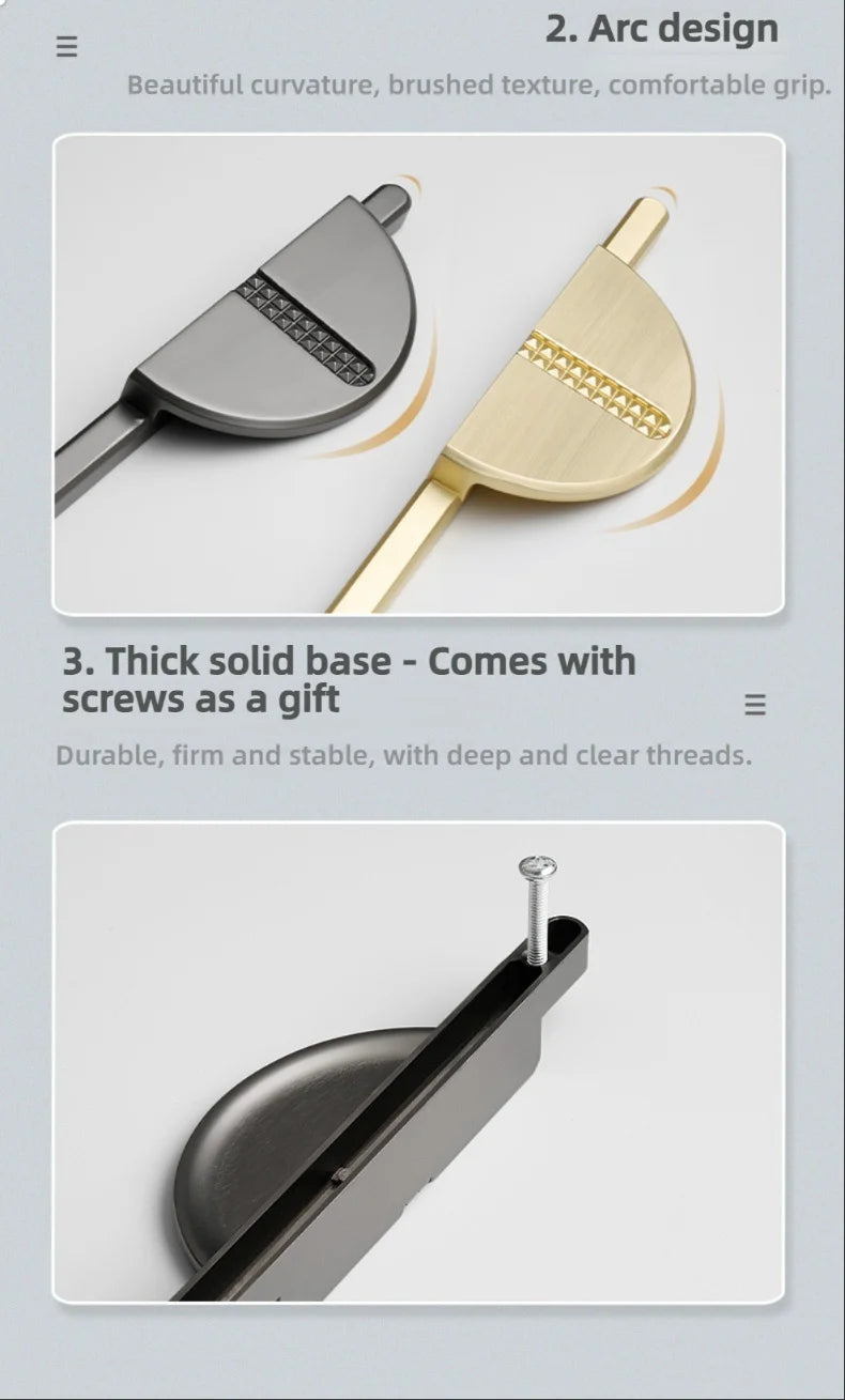 Modern Minimalist Semi-Circular Cabinet Handles - Luxury European Creative Pair Pulls for Wardrobe, Drawers & Furniture Cabinets
