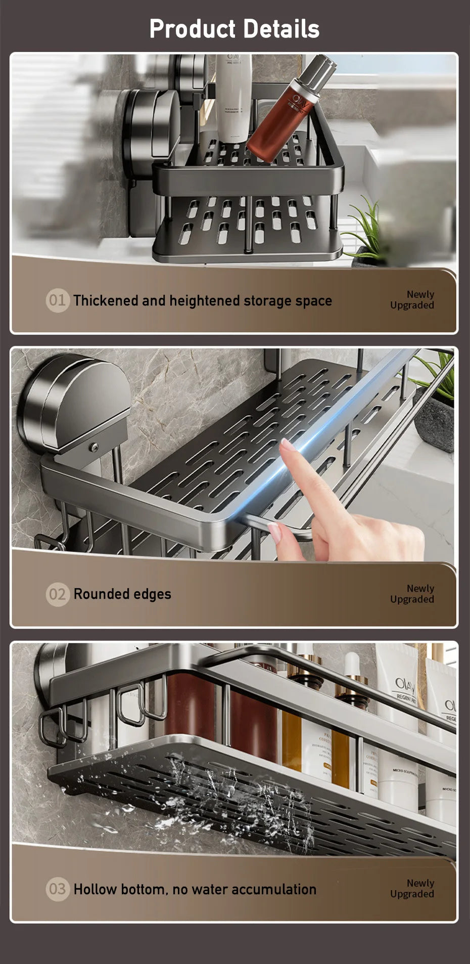 Bathroom Suction Cup Storage Rack Without Drilling Kitchen Toilet Shower Room Shampoo Holder Wall Mount Organizer Bathroom Shelf