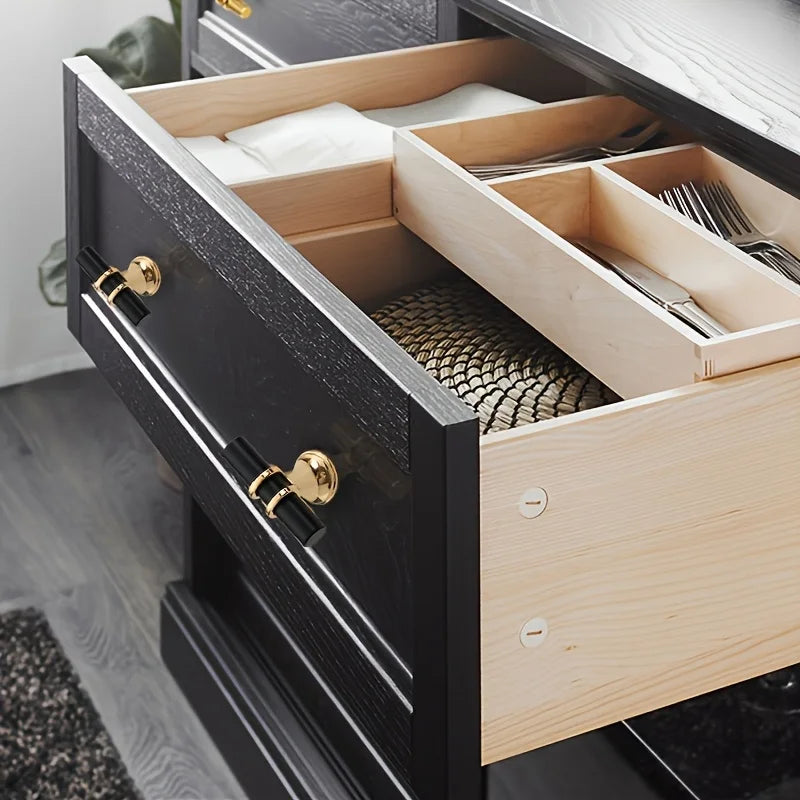 12pcs Wardrobe door handle modern simple light luxury black cabinet handle Golden lengthened cabinet door drawer small handle