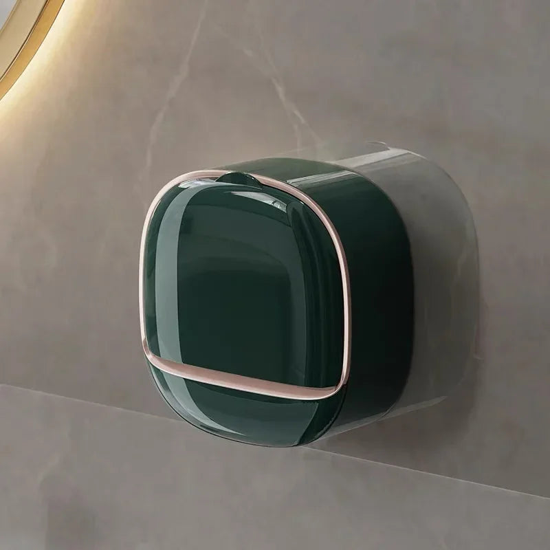 Bathroom Drain Soap Box Wall Mounted ABS Soap Box with Lid Waterproof Soap Dish Dishes Storage Box Travel Organizer Case Storage