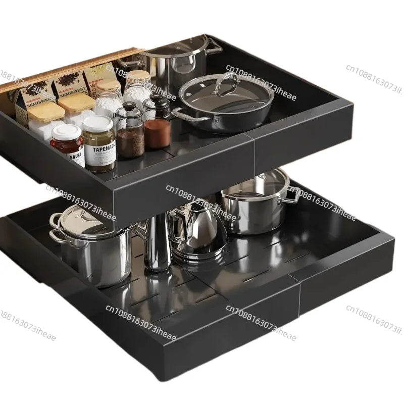 Simple Expandable Pull Out Cabinet 21"Deep With Raising Pad For Framed Cabinets, 3 Slide Rails Slide Out Drawer