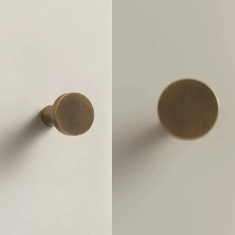 Solid Brass Circular Gold Black Antique White Cabinet Furniture Knobs Wall Bathroom Clothes Hook Handle