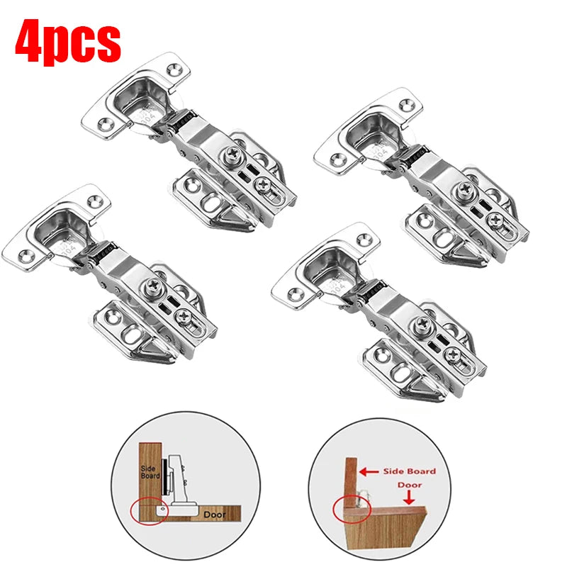 2-20Pcs Stainless Steel Cabinet Door Hinges Hydraulic Damper Buffer Soft Close Quiet Wardrobe Door Concealed Hinges with Screws