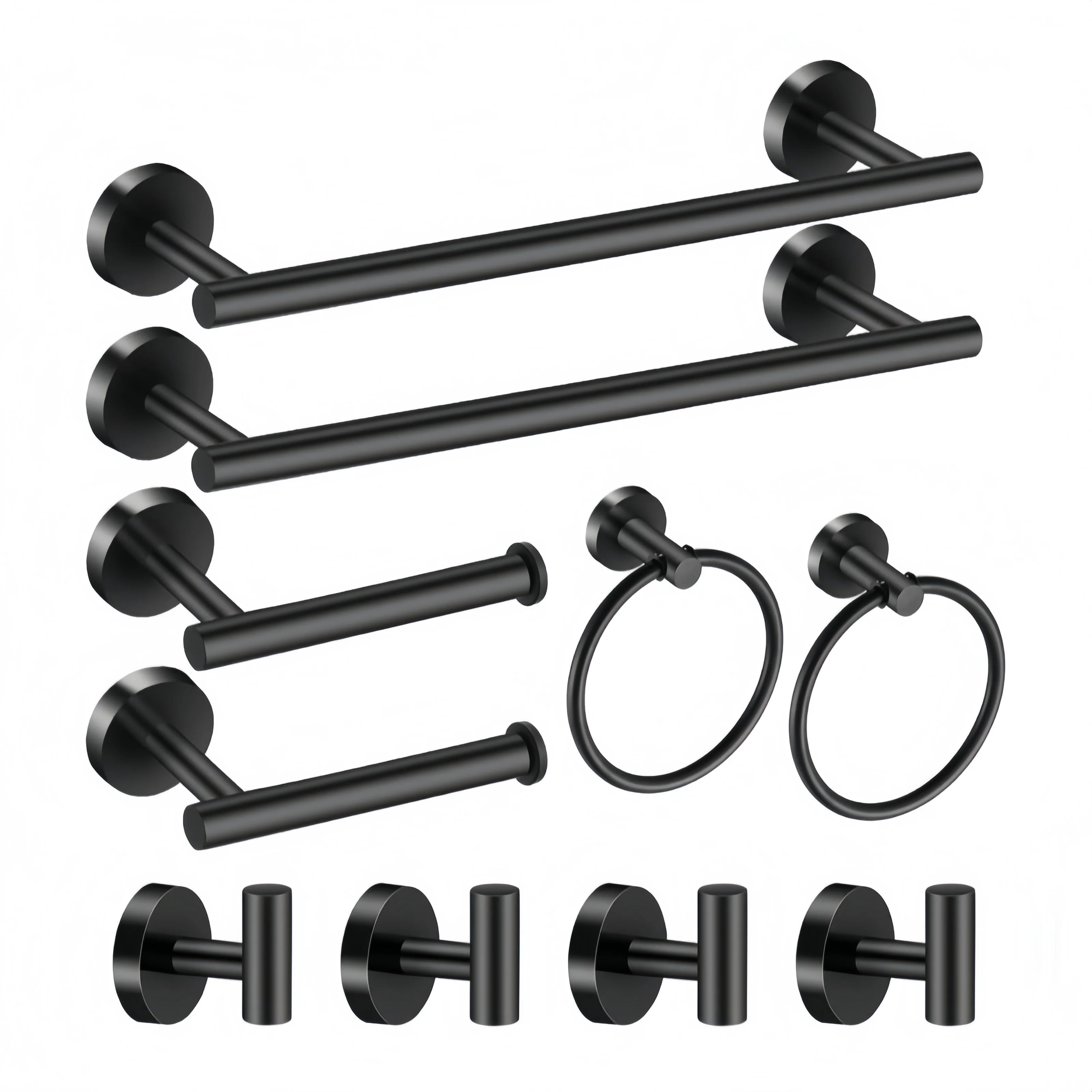 Bathroom Hardware Set Stainless Steel Towel Rack Set Toilet Paper Holder Robe Hooks Towel Ring Bathroom Accessories Set