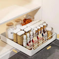 1Pc Dish Rack Kitchen Storage Box with Sliding Rail Pull-out Cabinet Storage Rack Spice Pantry Shelves Drawer Kitchen Organizer