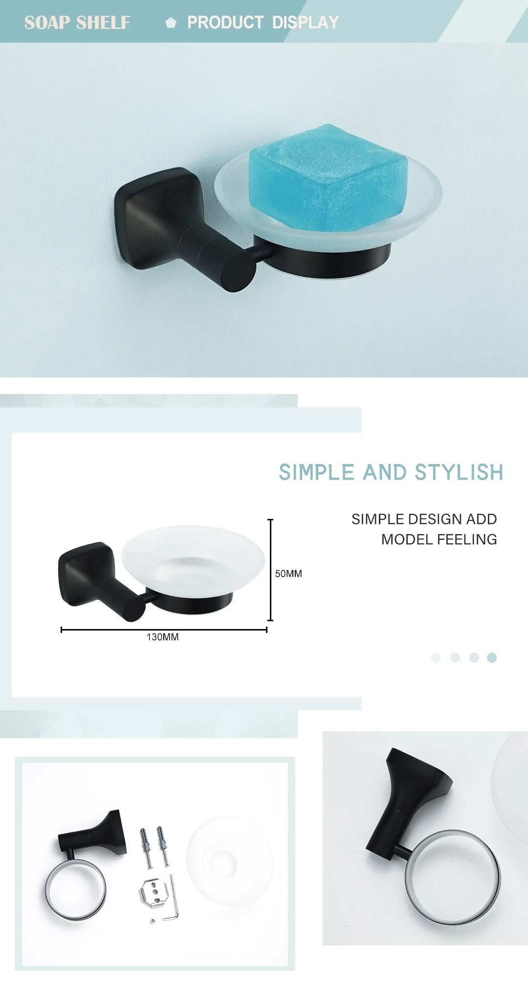 Matte Black Bathroom Accessories Set Wall Mount Stainless Steel Clothes Hook Toilet Paper Holder Towel Bar Hardware Pendant