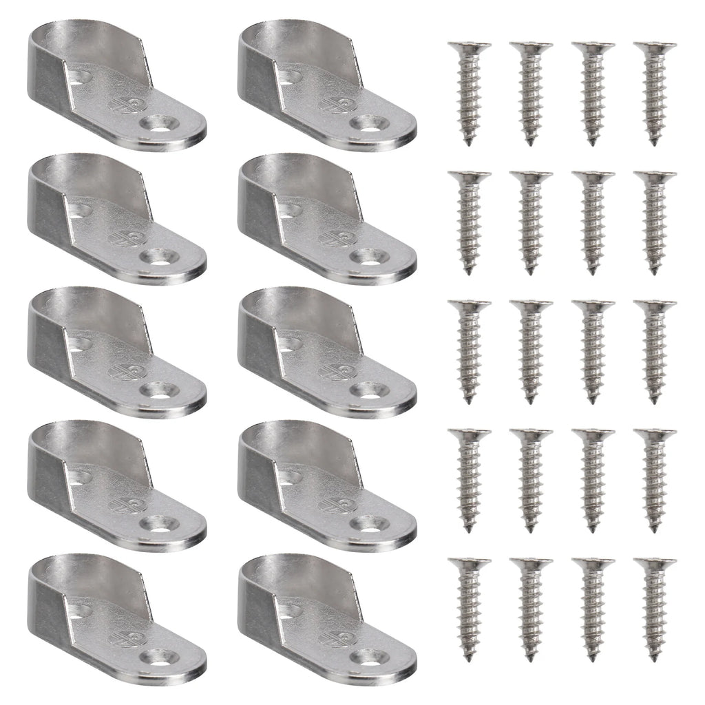30pcs Oval Hanging Rod Holder Cast Metal Wardrobe Tube Support Bracket Furniture Hardware Clothes Rod Accessories