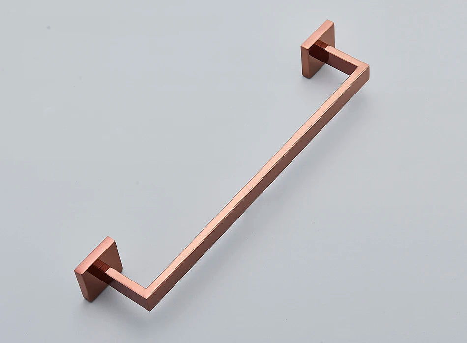 Bathroom Hardware Rose Gold Polish Shiny Bathrobe Hook Towel Rail Bar Rack Bar Shelf Tissue Paper Holder Bathroom Accessories