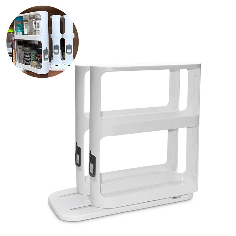 Premium Sliding Spice Rack Organizer For Cabinet,Effortless Access, Modular Design, Non-Skid Base