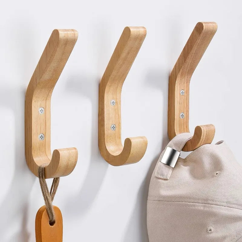 Wood Clothes Hanger Wall Mounted Coat Racks Storage Hook Key Holder Hat Scarf Handbag Hanger Organizer Home and Decoration Hooks