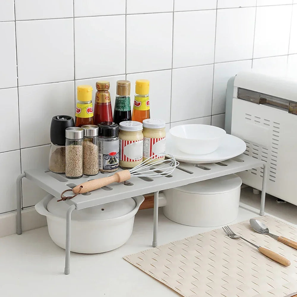 Expandable Shelves Kitchen Storage Rack Shelf Freestanding Spice Organizer Useful Things for Kitchen Household Acceesories Home