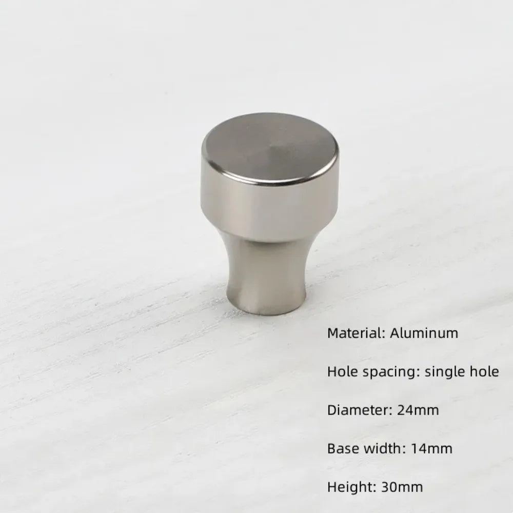 Round Knob Single Hole Furniture Handle Silver Modern Cabinet Pulls Space Aluminum Convenient Furniture Knobs Drawer