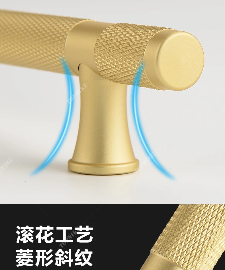 Simple Kitchen Cabinet Wardrobe Door Handles Drawer Knobs and Handles for Furniture Gold Black Knurled Nordic Style