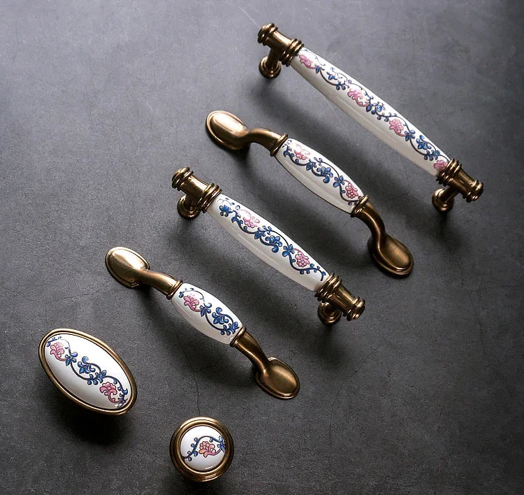 ceramic handle American retro cabinet door modern minimalist European style drawer cabinet wardrobe cabinet handle