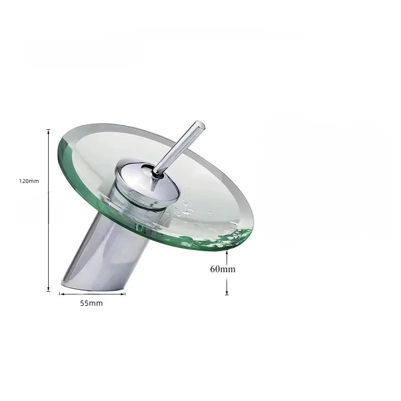 Bathroom Faucets Household Wash Basin Sink Taps Colorful Glass Waterfall Faucet Chrome Single Lever Mixer Tap Deck Mounted