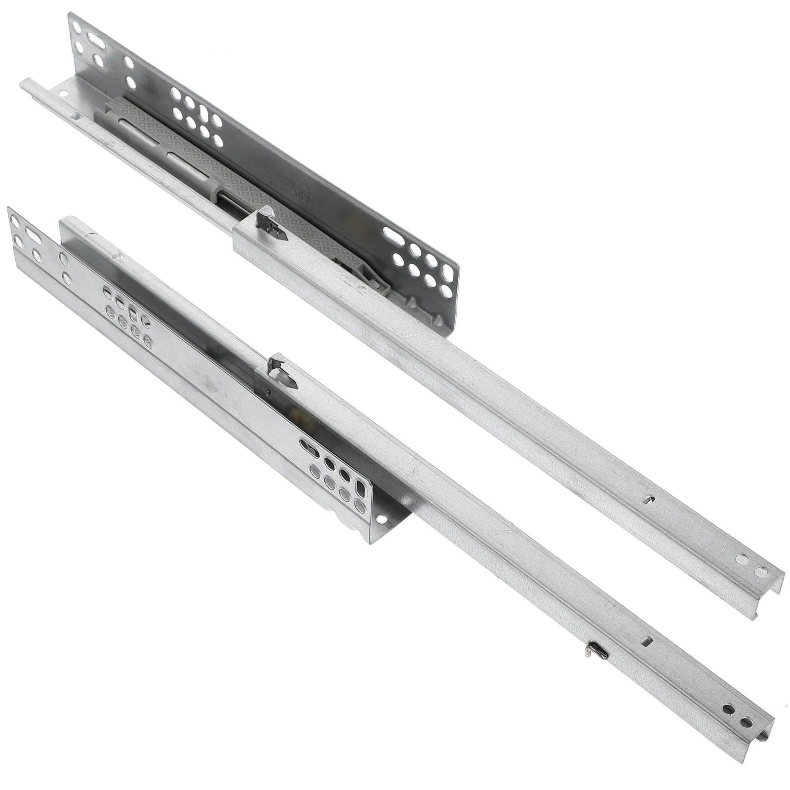 2 Pcs Two Section Slide Rails Drawer Runner Hidden Bottom Track Cold Rolled Steel Thickened Sheet Durable Mute Buffer Cabinet