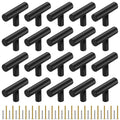 20 Pack Cabinet Knobs Matte Black Stainless Steel Kitchen Drawer Pulls Single Hole T-Shaped Handles 2 Inch Overall Length