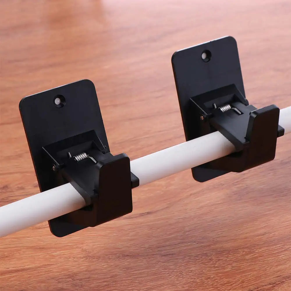 2Pcs Wall-mounted Curtain Rod Holders Heavy-duty Adjustable Curtain Hanging Hooks with Screws Practical Curtain Rod Support