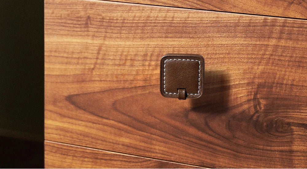 Modern minimalist wardrobe door handle drawer cabinet handmade leather small handle cabinet single hole gold handle set