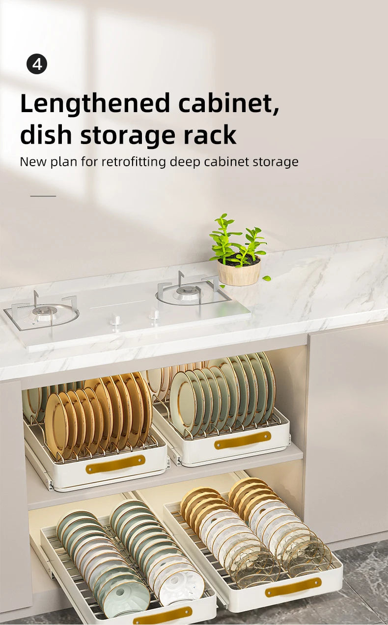 Kitchen Pull Out Shelf Slide Drawer Cabinet Slide out Shelf Dishes Organizer Cabinets Organizer with Handle Kitchen Drawer