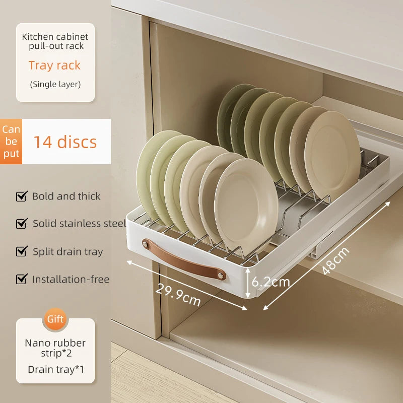Kitchen Pull Out Shelf Slide Drawer Cabinet Slide out Shelf Dishes Organizer Cabinets Organizer with Handle Kitchen Drawer