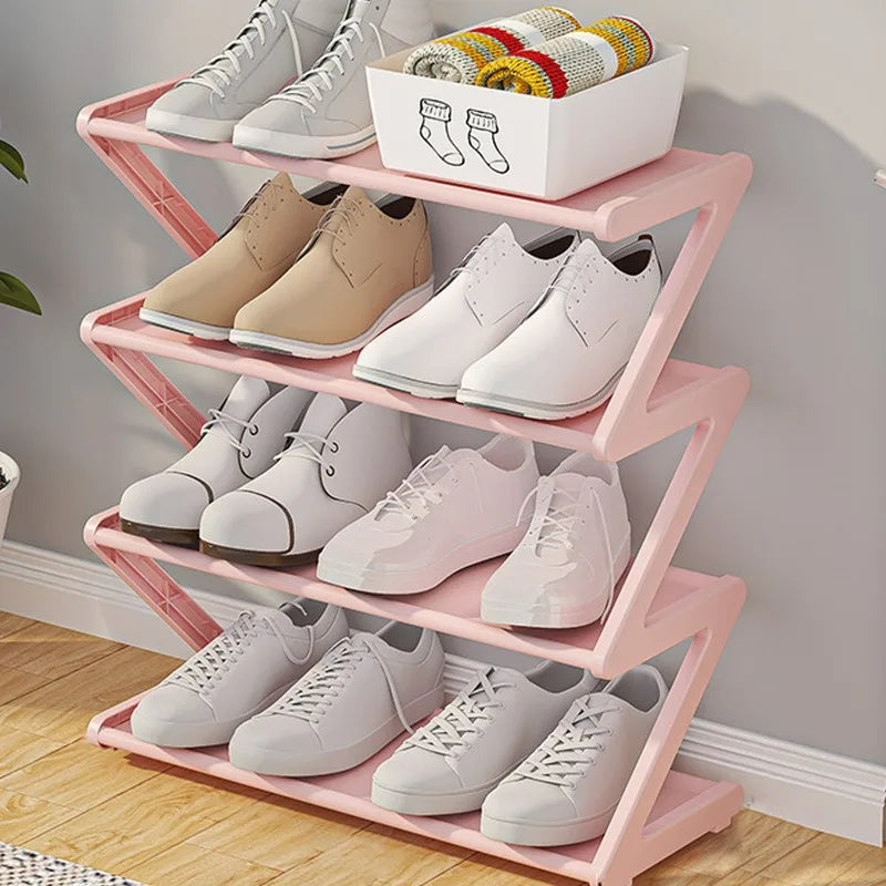 Shoe Rack Organizer Space Saving Shoes Organizer Free Standing Z-shaped Rack Multi-layer Assembly Storage for Home Dormitory