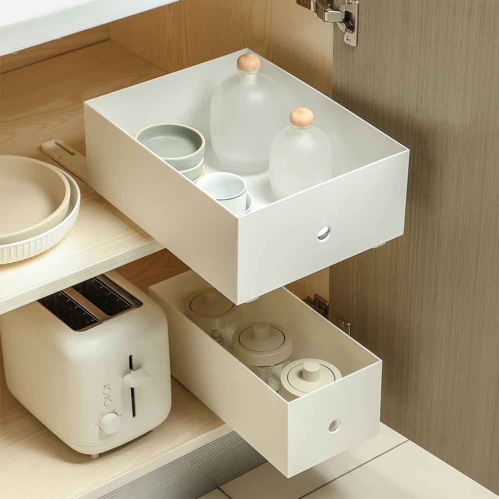 2PCS Home Storage Rack Track Closet Slide Home Kitchen Bedroom Storage Accessories Pullout Track Drawer Basket Pull Rail Slides