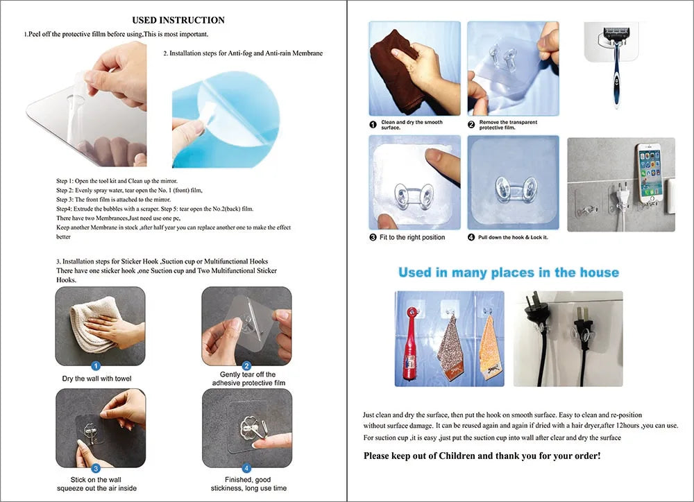 New Acrylic Mirror Shower Shaving Mirror Washroom Travel Accessories For Women Makeup Shaving Bathroom Tools