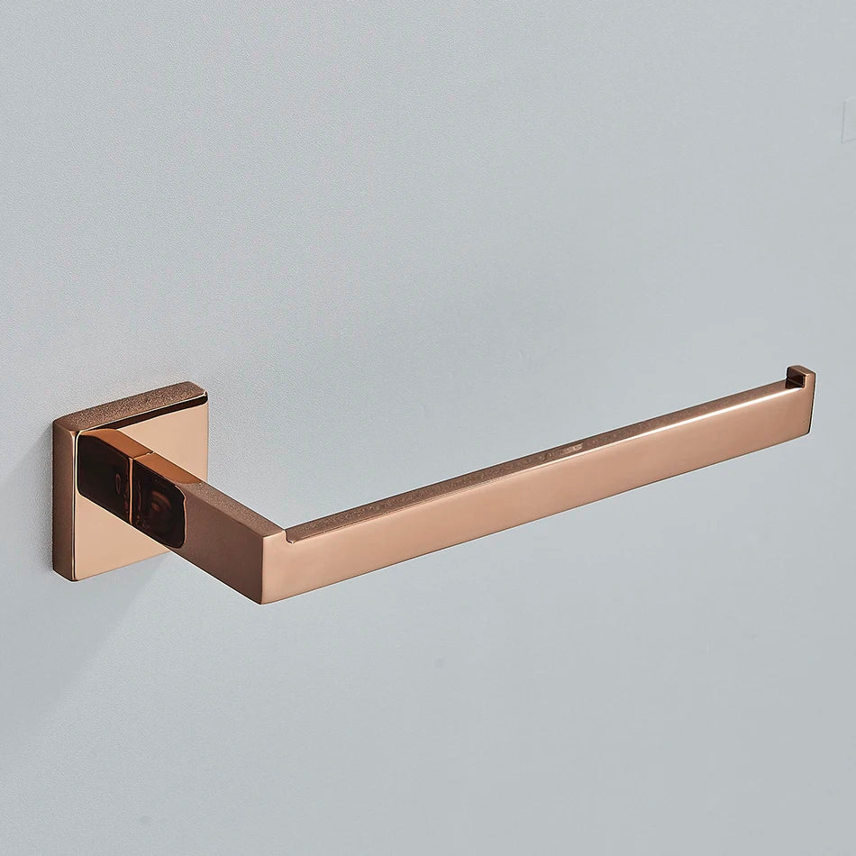 Bathroom Hardware Rose Gold Polish Shiny Bathrobe Hook Towel Rail Bar Rack Bar Shelf Tissue Paper Holder Bathroom Accessories