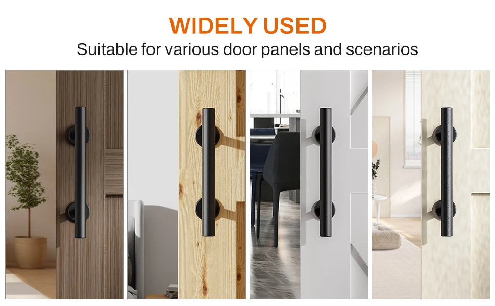 Barn Door Handle Black Circular Double Sided American Wooden Door Indoor Sliding Door Mobile Door Handle All Black Reinforced