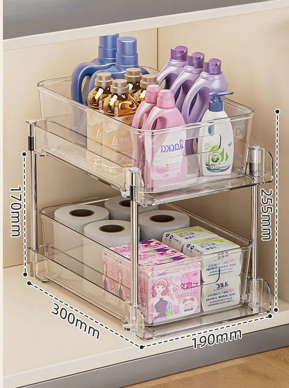 2/3 Layer Under Sink Storage Organizer Multipurpse Rack Countertop Cabinet Under Sink Storage Rack Bathroom Kitchen Organizer