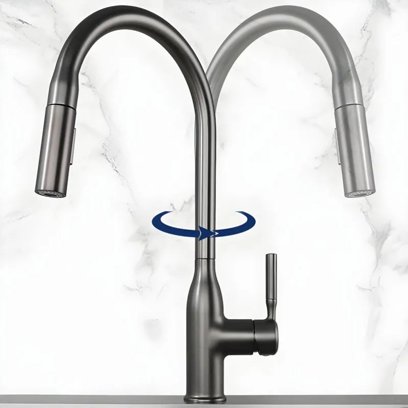 STARON Kitchen Sink Faucet Spring Faucets Pull Out Spout Mixer Tap Hot Cold Water with Pull Down Tap Sprayer Cooking