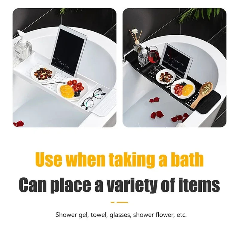 Bathtub Tray Storage Rack Shelf Tub Multi-Function Towel Organizer Retractable Bath Shelf In The Bathroom Bathtub Accessories