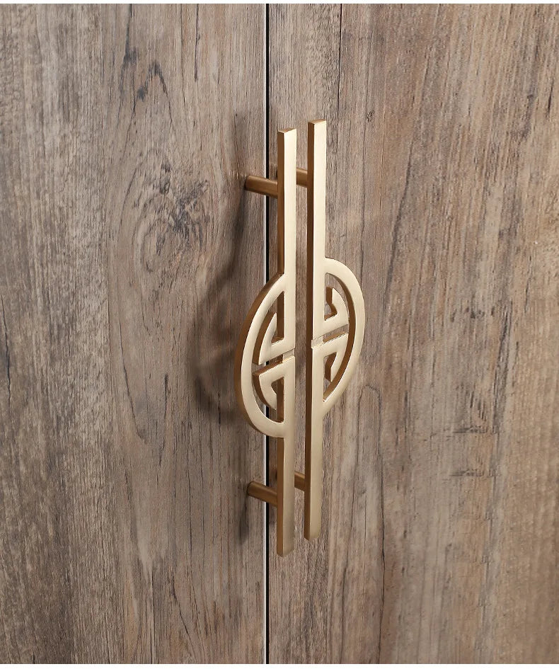 New Chinese Wardrobe Door Handle Golden Cabinet Door Pulls Drawer Shoe Wine Cabinet Handles Long Opposite Furniture Hardware