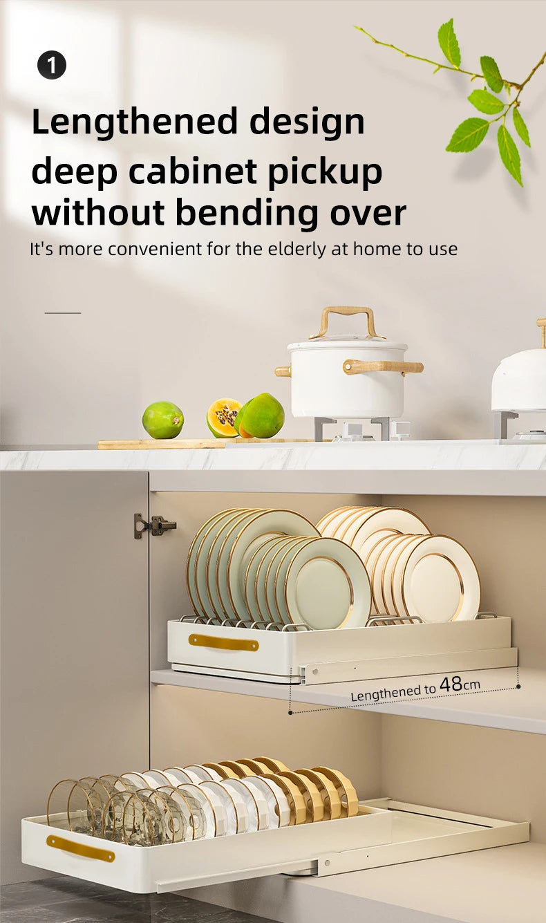 Kitchen Pull Out Shelf Slide Drawer Cabinet Slide out Shelf Dishes Organizer Cabinets Organizer with Handle Kitchen Drawer