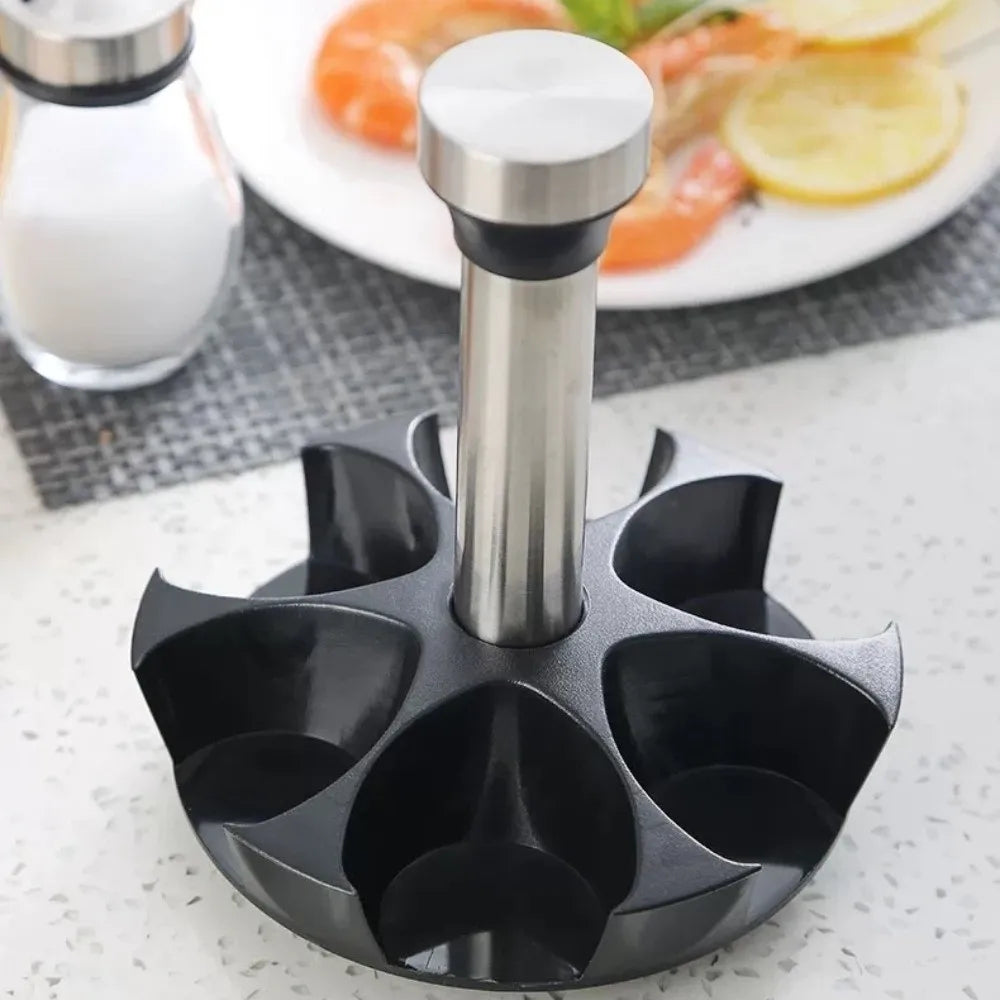 6 Bottles Rotatable Spice Rack Space-Saving Food Grade Seasoning Rack Dust-proof Moisture-proof Condiment Organizer Kitchen Use