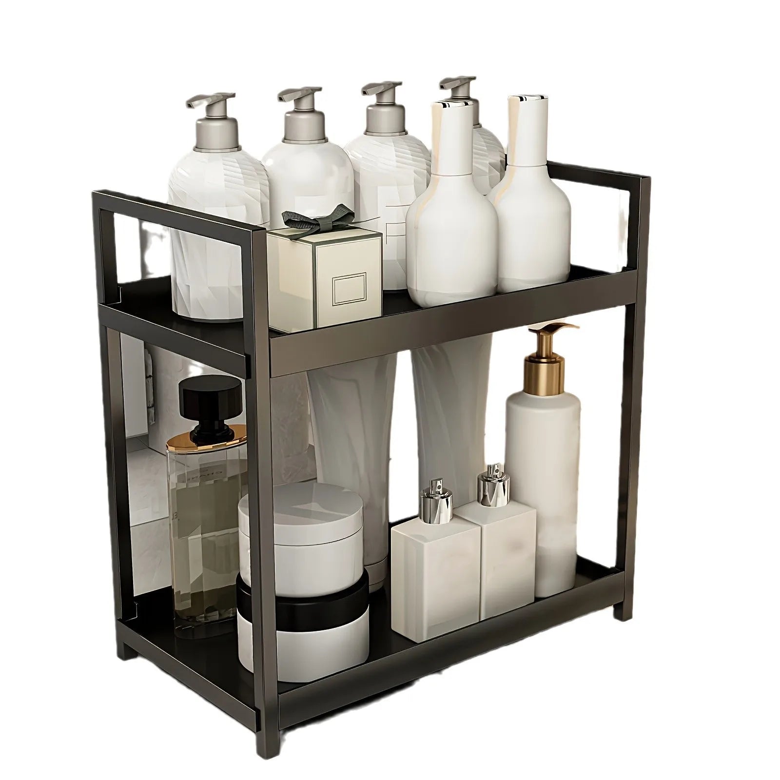 Bathroom Rack,Integrated Dressing Table,Double-layer Skin Care Stand,Cosmetics Organization Rack, Office and HomeCountertop