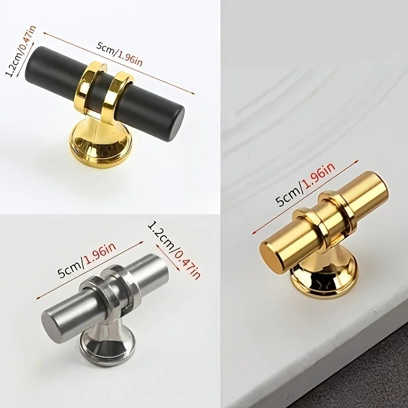 12pcs Wardrobe door handle modern simple light luxury black cabinet handle Golden lengthened cabinet door drawer small handle