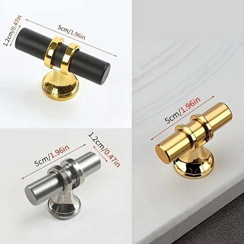 12pcs Wardrobe door handle modern simple light luxury black cabinet handle Golden lengthened cabinet door drawer small handle